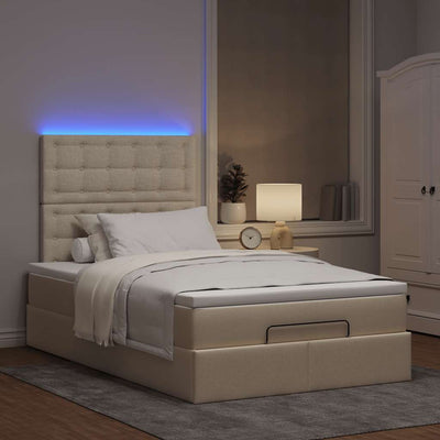 Ottoman-Bett Mit Matratze Stoff Creme