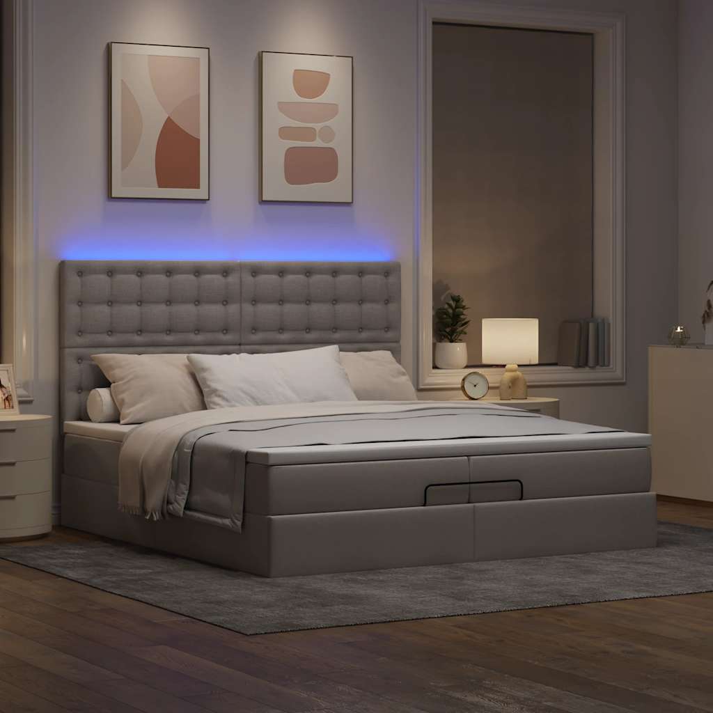 Ottoman-Bett Mit Matratze & Leds Stoff Taupe