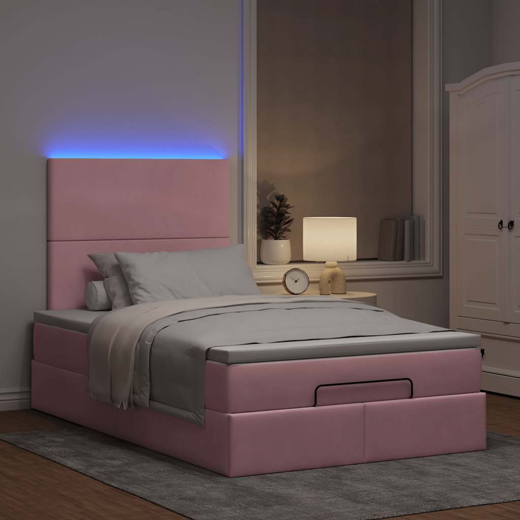 Ottoman-Bett Mit Matratzen & Leds Samt Rosa