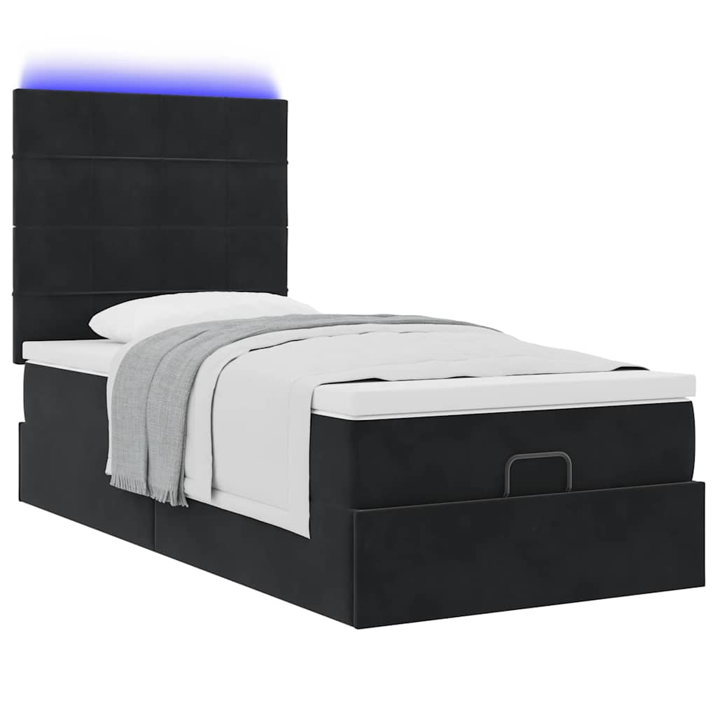 Ottoman-Bett Mit Matratzen & Leds Samt Schwarz