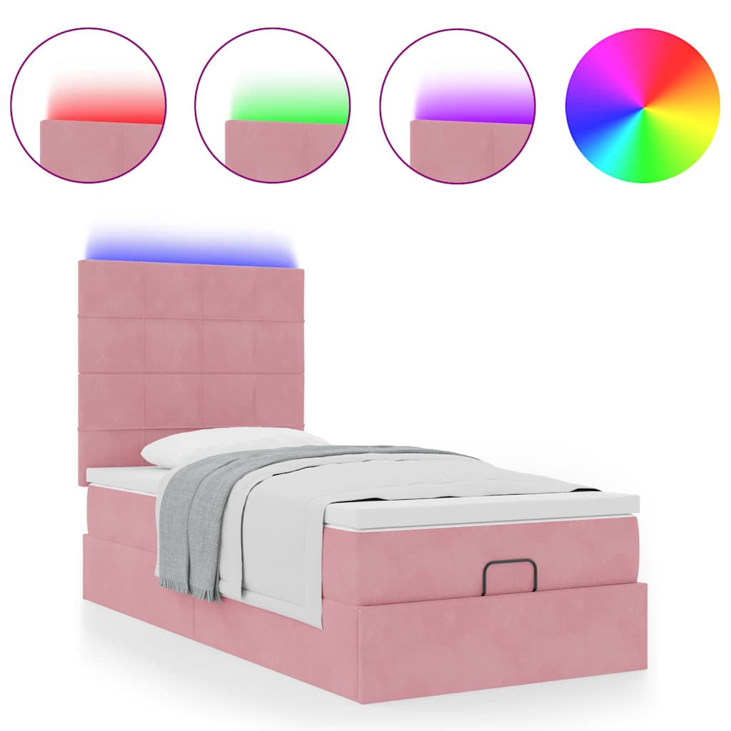 Ottoman-Bett Mit Matratzen & Leds Samt Rosa