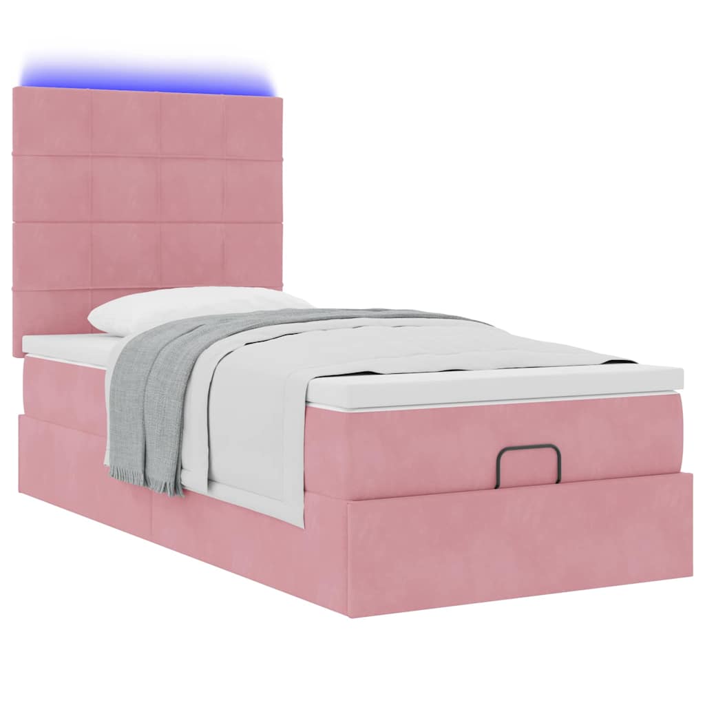 Ottoman-Bett Mit Matratzen & Leds Samt Rosa