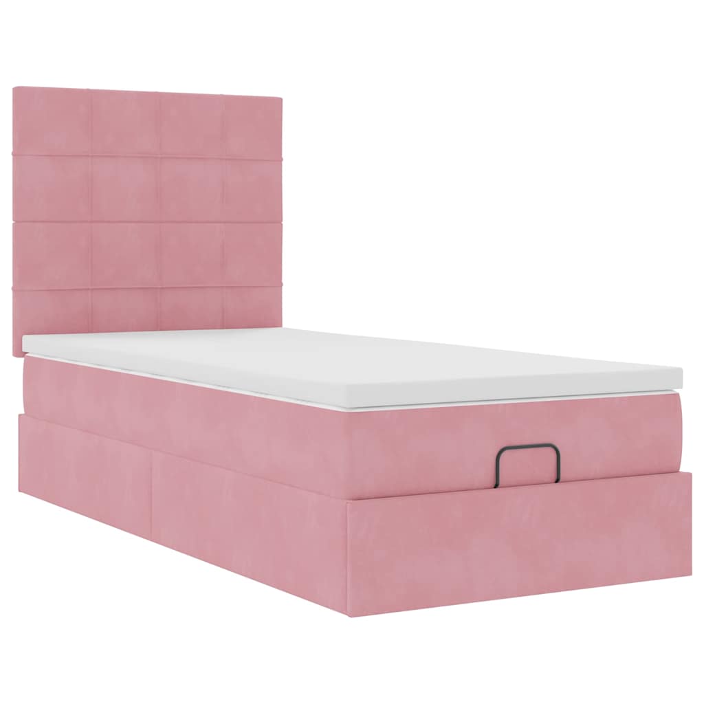 Ottoman-Bett Mit Matratzen & Leds Samt Rosa