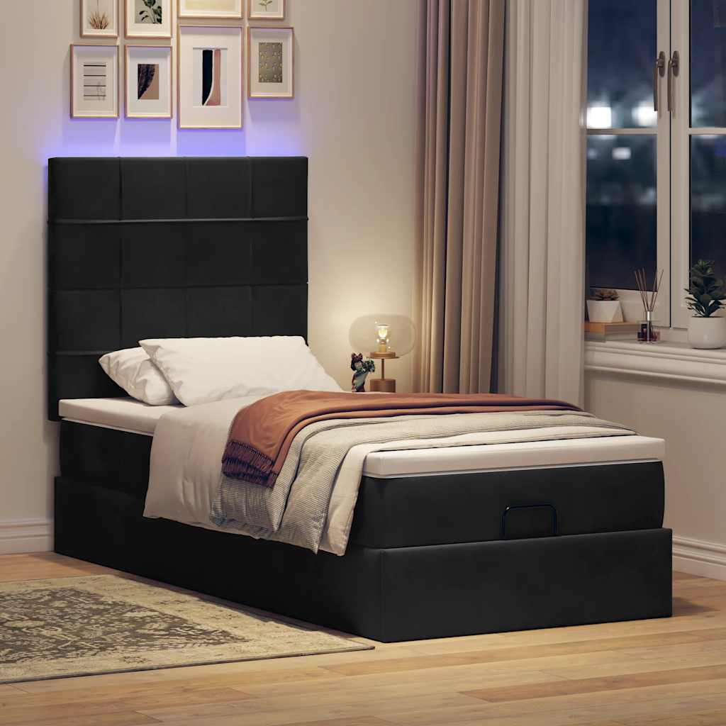 Ottoman-Bett Mit Matratzen & Leds Samt Schwarz