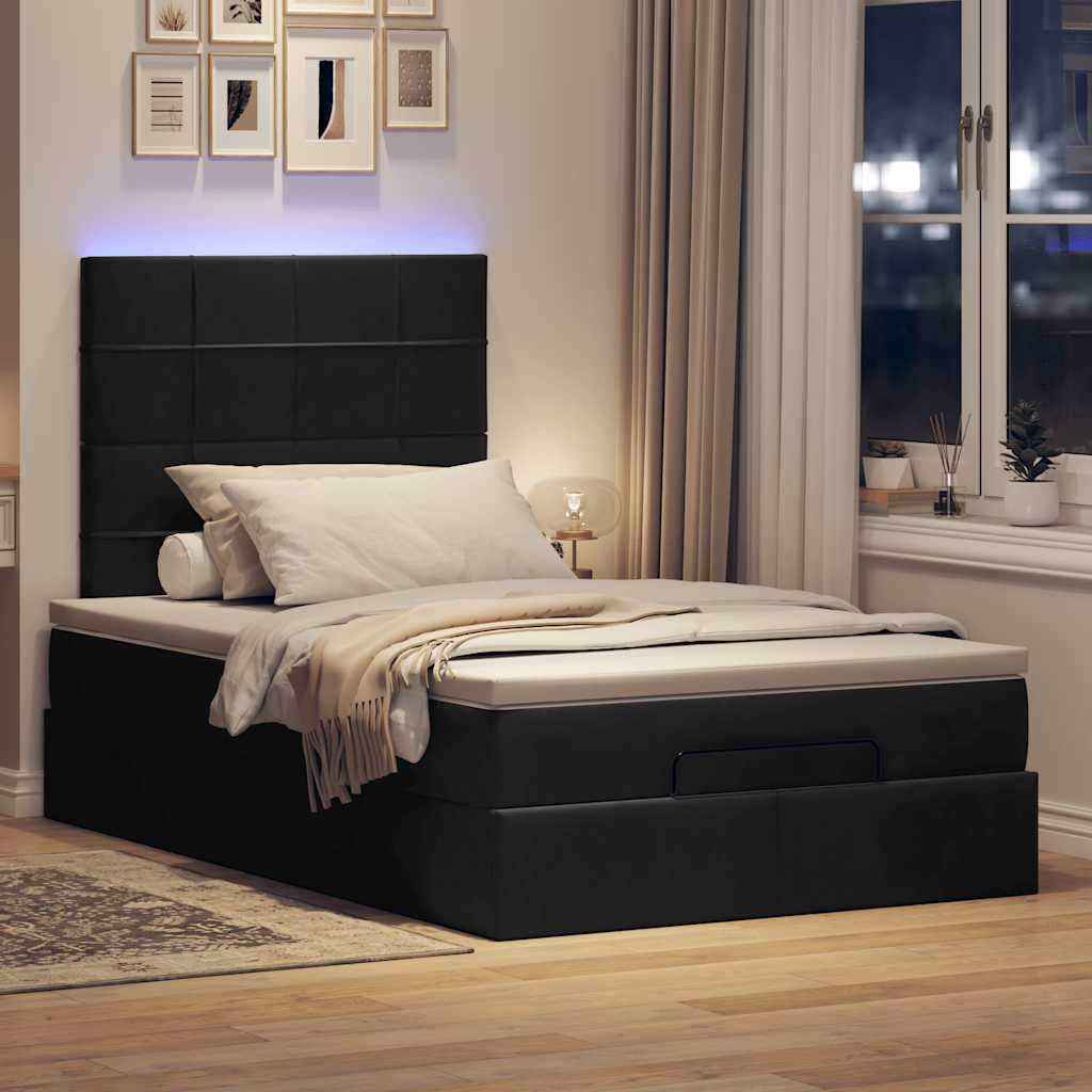 Ottoman-Bett Mit Matratzen & Leds Samt Schwarz