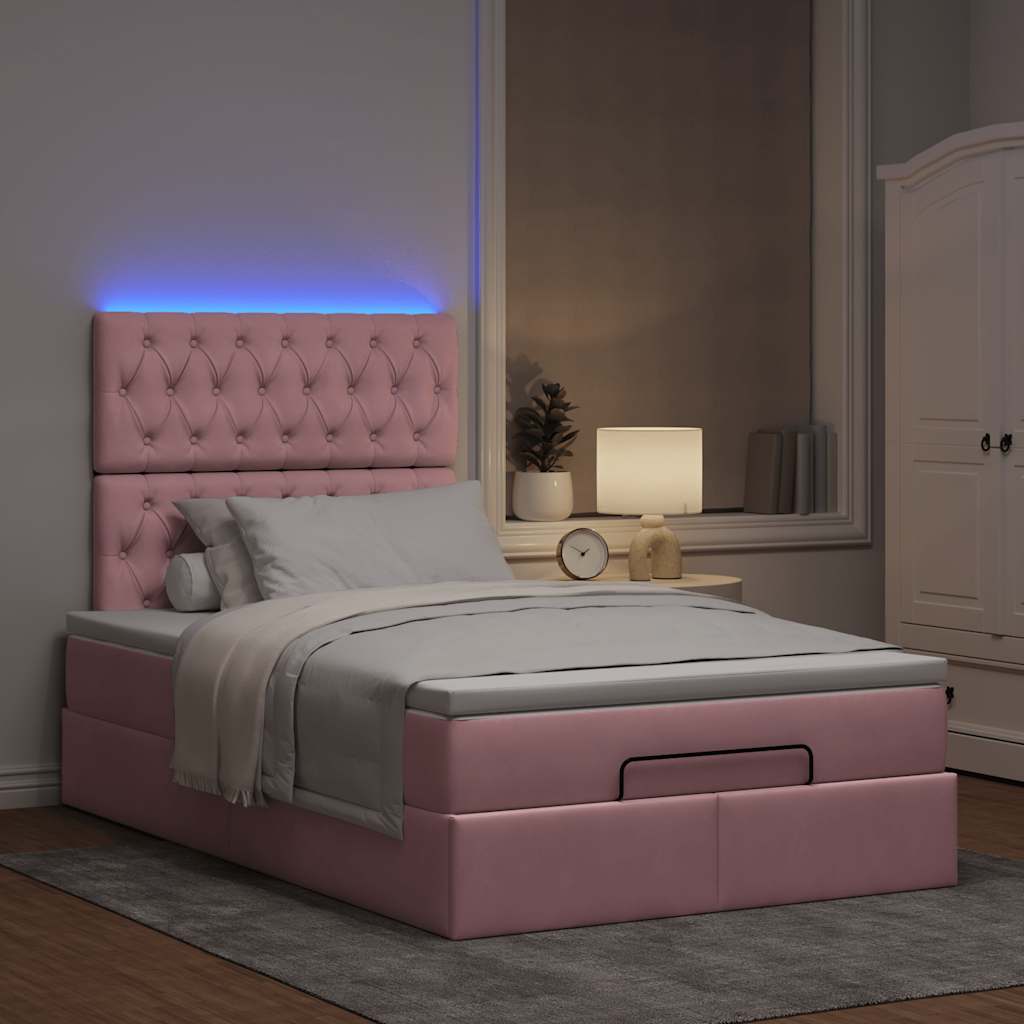 Ottoman-Bett Mit Matratzen & Leds Samt Rosa