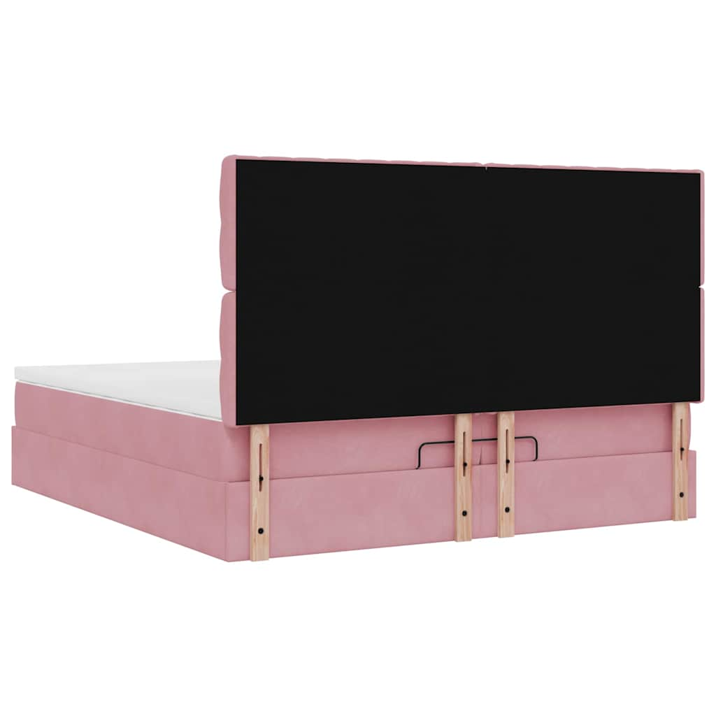 Ottoman-Bett Mit Matratzen & Leds Samt Rosa