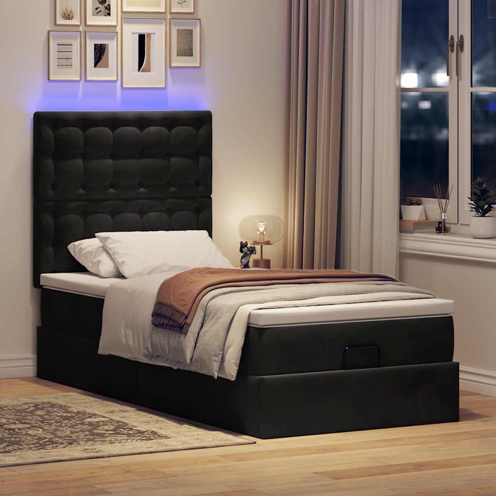 Ottoman-Bett Mit Matratzen & Leds Samt Schwarz