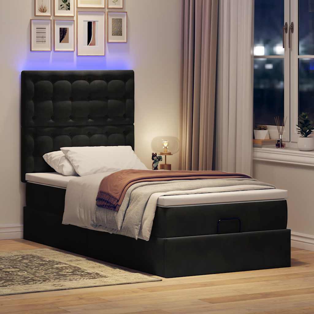 Ottoman-Bett Mit Matratzen & Leds Samt Schwarz