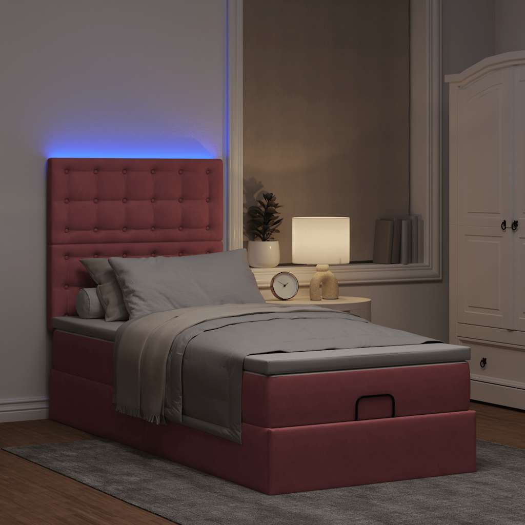 Ottoman-Bett Mit Matratzen & Leds Samt Rosa