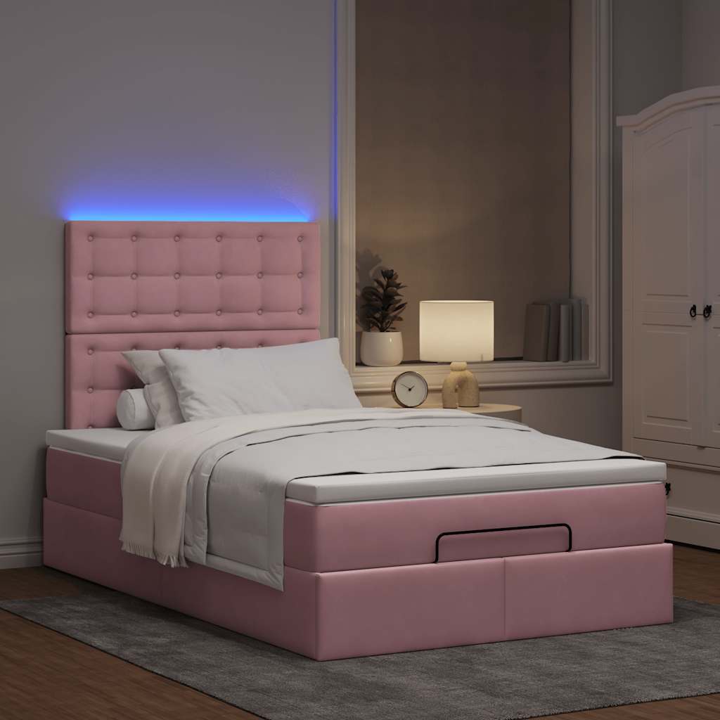 Ottoman-Bett Mit Matratzen & Leds Samt Rosa