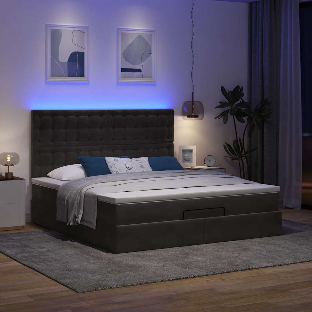 Ottoman-Bett Mit Matratzen & Leds Samt Schwarz