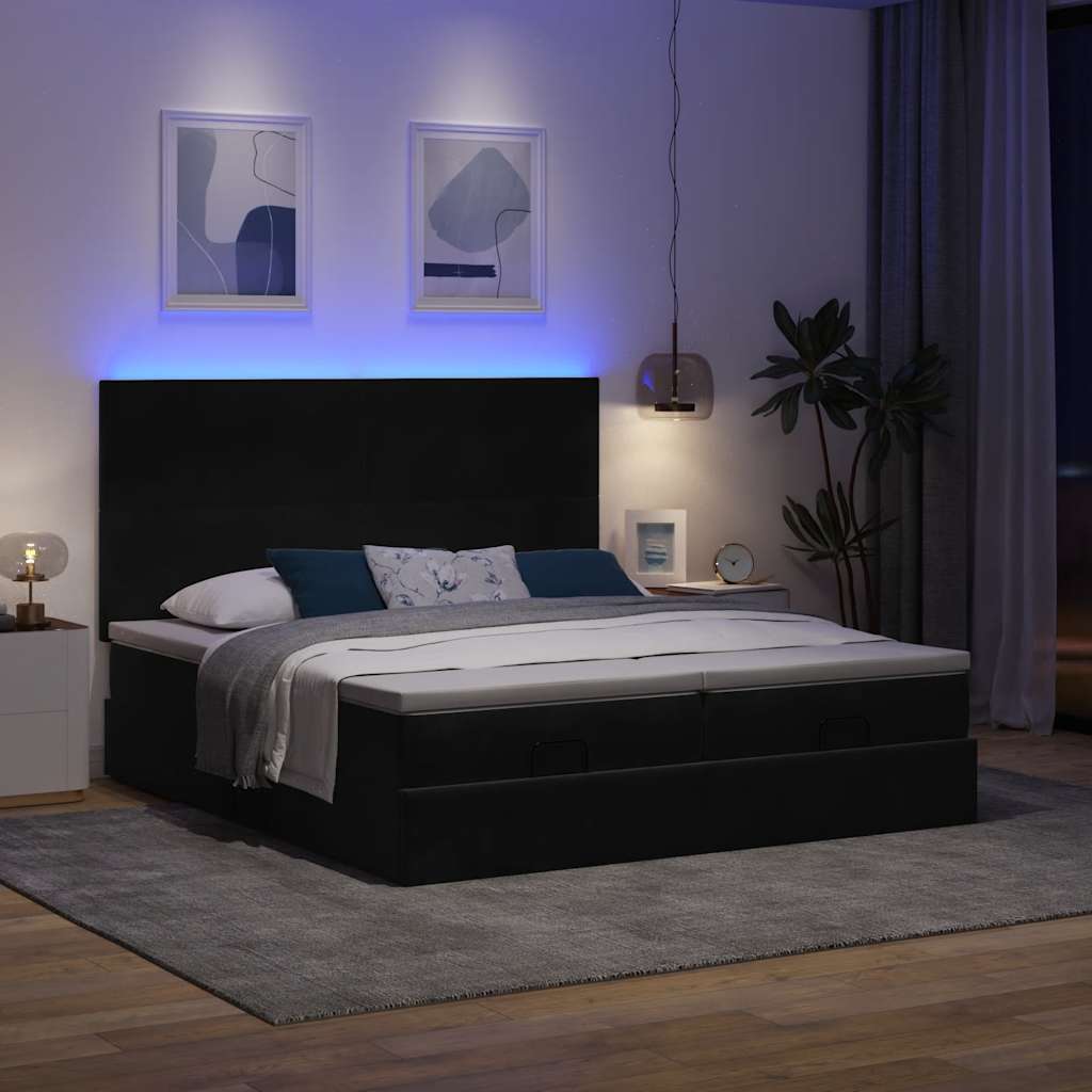 Ottoman-Bett Mit Matratzen & Leds Samt