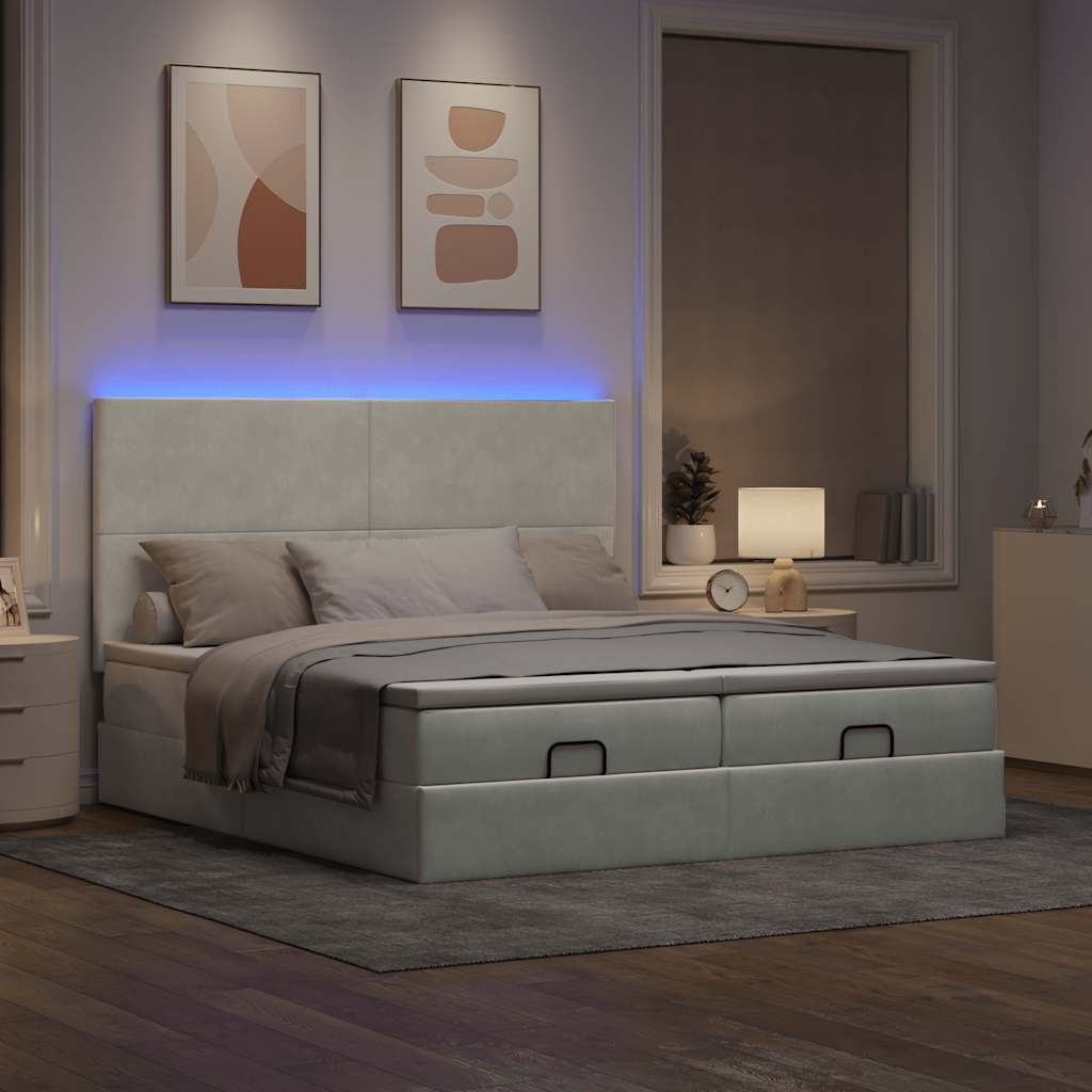 Ottoman-Bett Mit Matratzen & Leds Samt