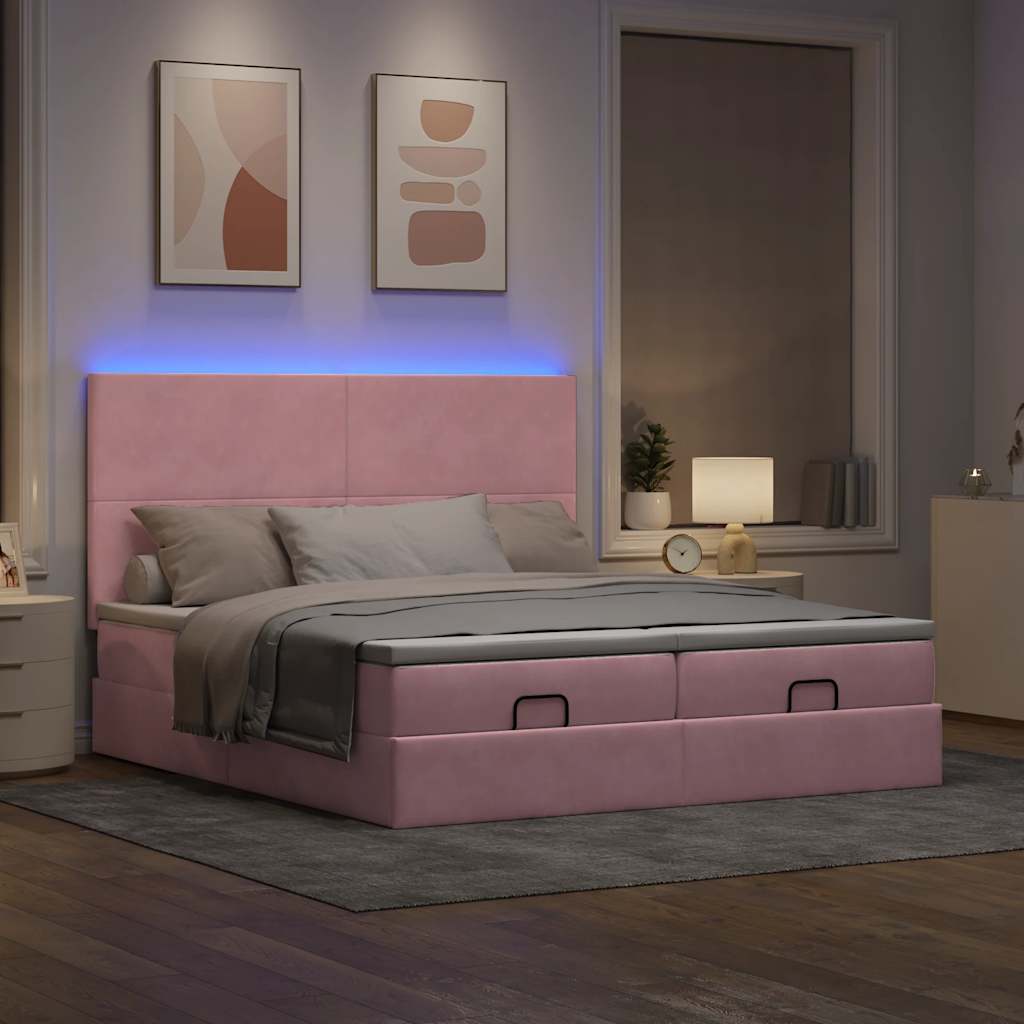 Ottoman-Bett Mit Matratzen & Leds Samt