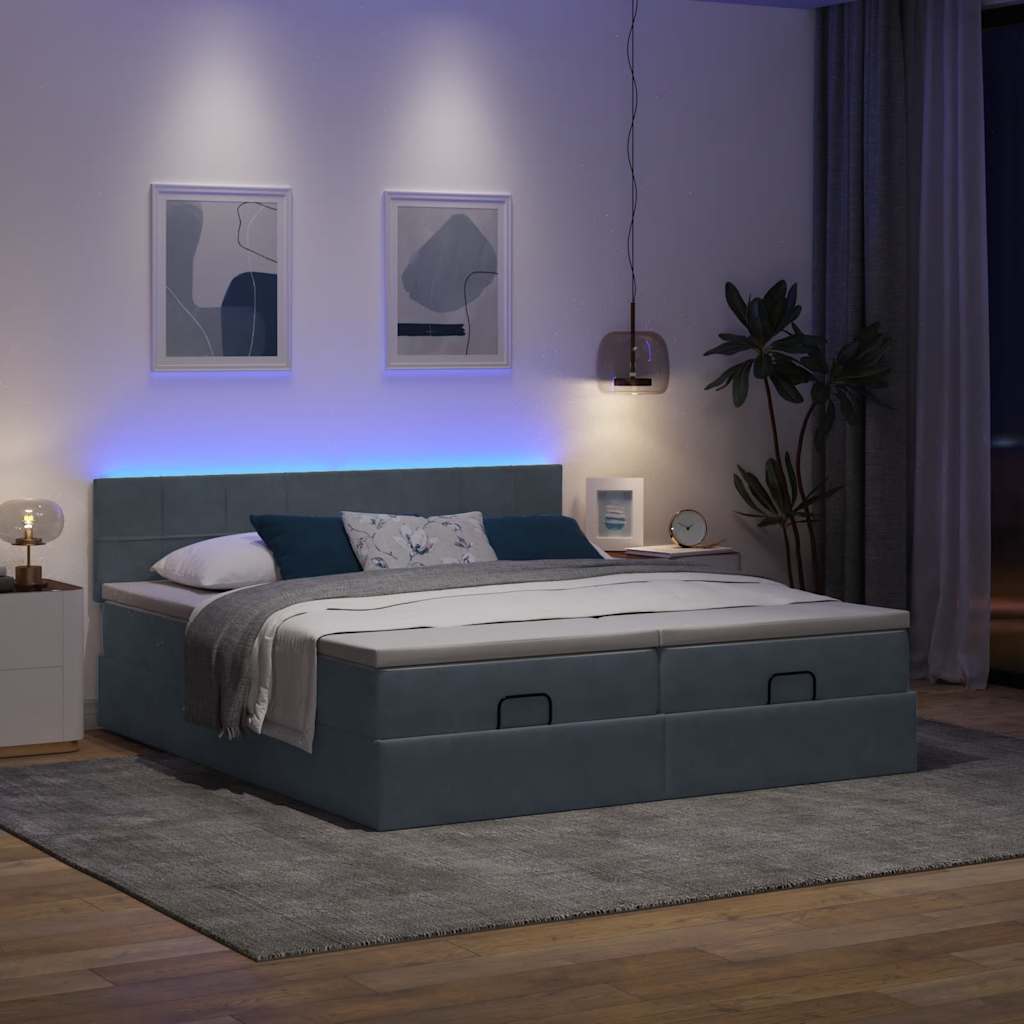 Ottoman-Bett Mit Matratzen & Leds Samt