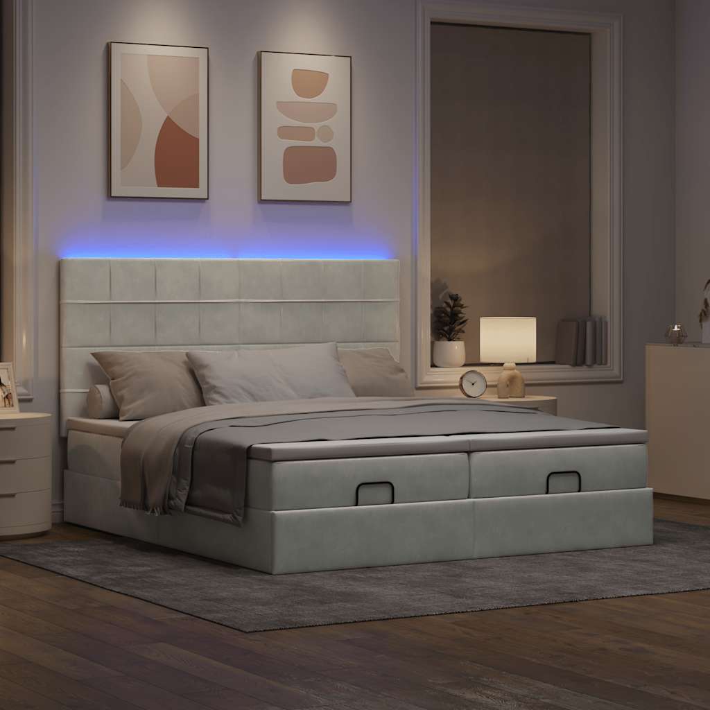 Ottoman-Bett Mit Matratzen & Leds Samt