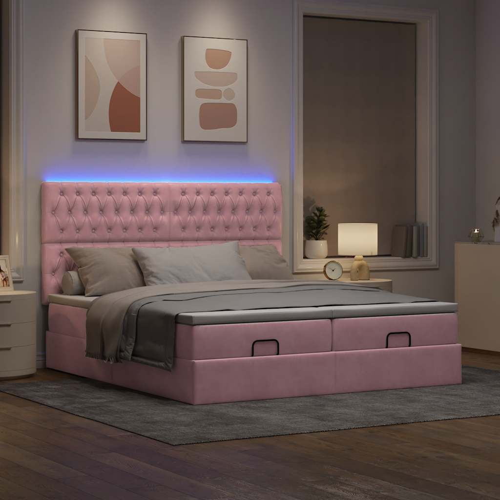 Ottoman-Bett Mit Matratzen & Leds Samt