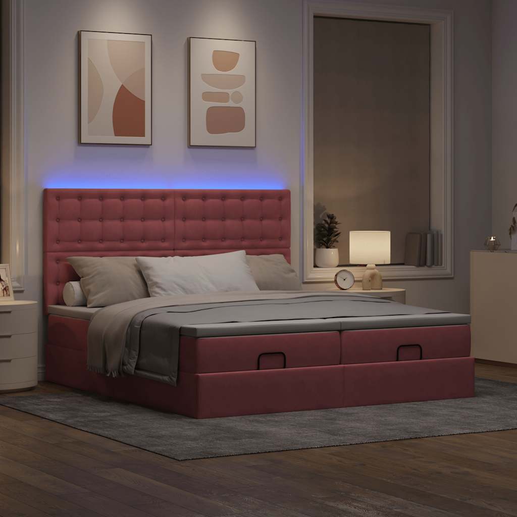 Ottoman-Bett Mit Matratzen & Leds Samt