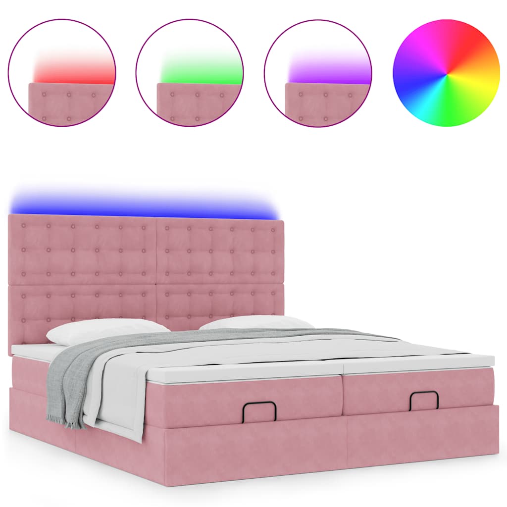 Ottoman-Bett Mit Matratzen & Leds Samt