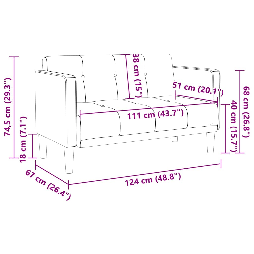 Zweisitzer-Sofa 111 Cm Stoff