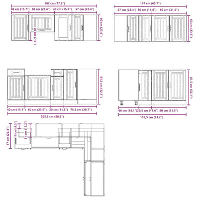 11-Tlg. Küchenschrank-Set Kalmar Holzwerkstoff