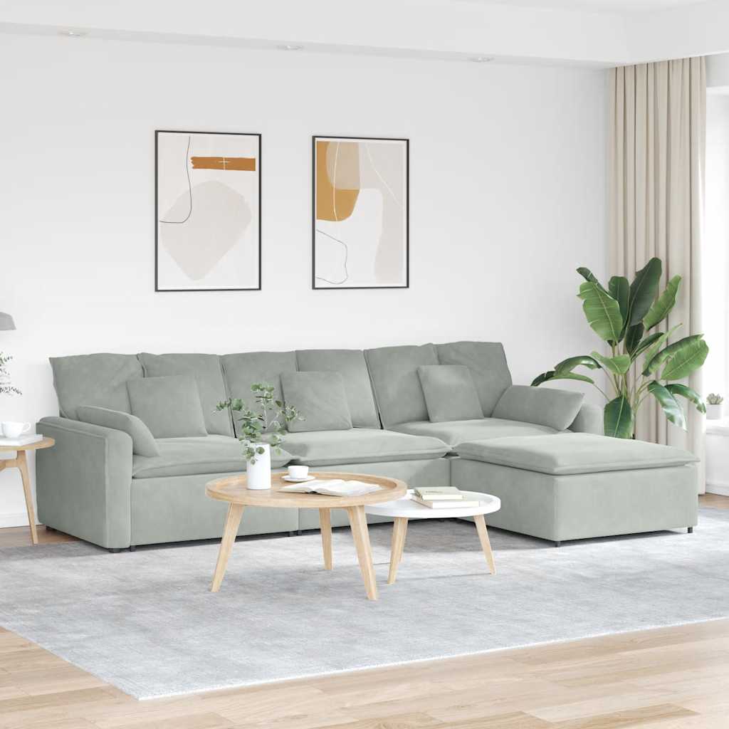 Modulares Sofa Mit Fußhocker Und Kissen