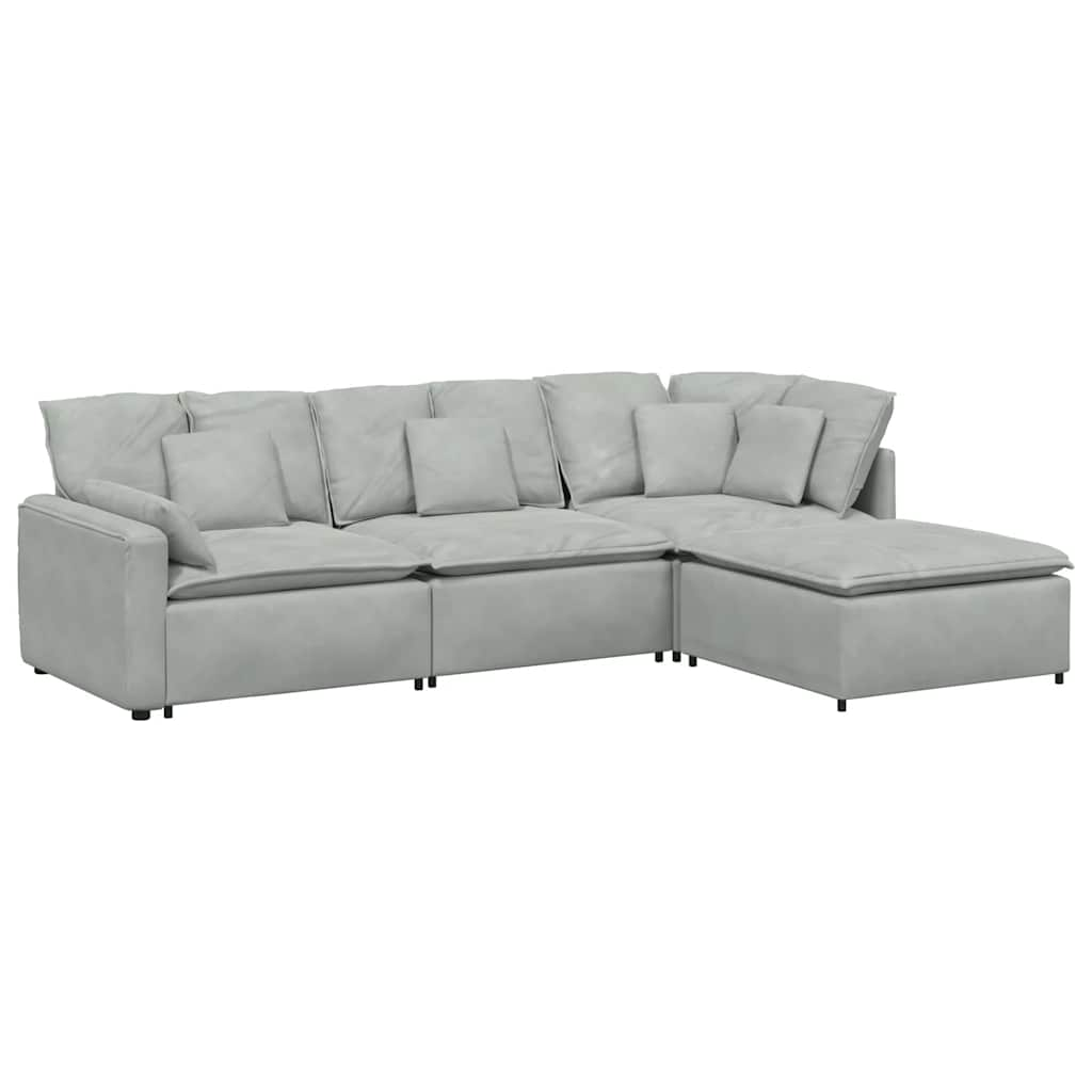 Modulares Sofa Mit Fußhocker Kissen Samt