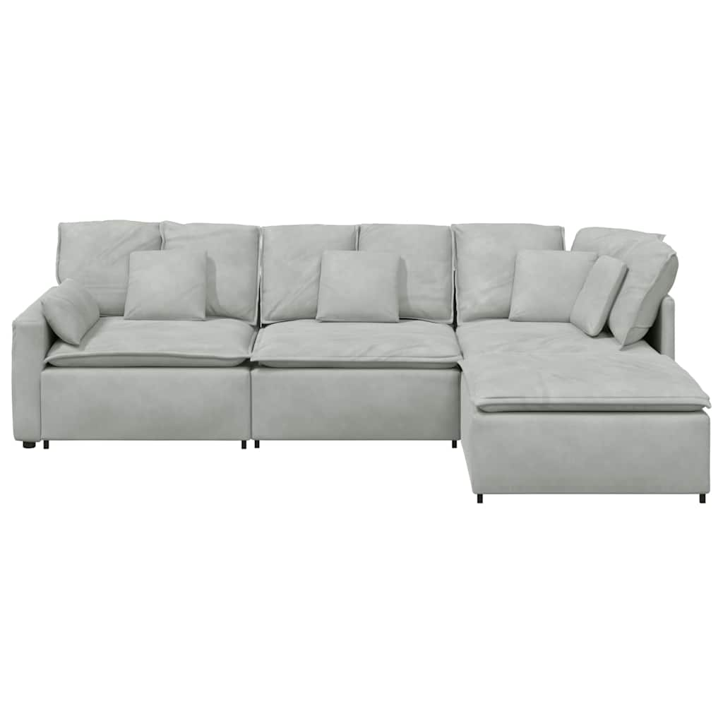 Modulares Sofa Mit Fußhocker Kissen Samt