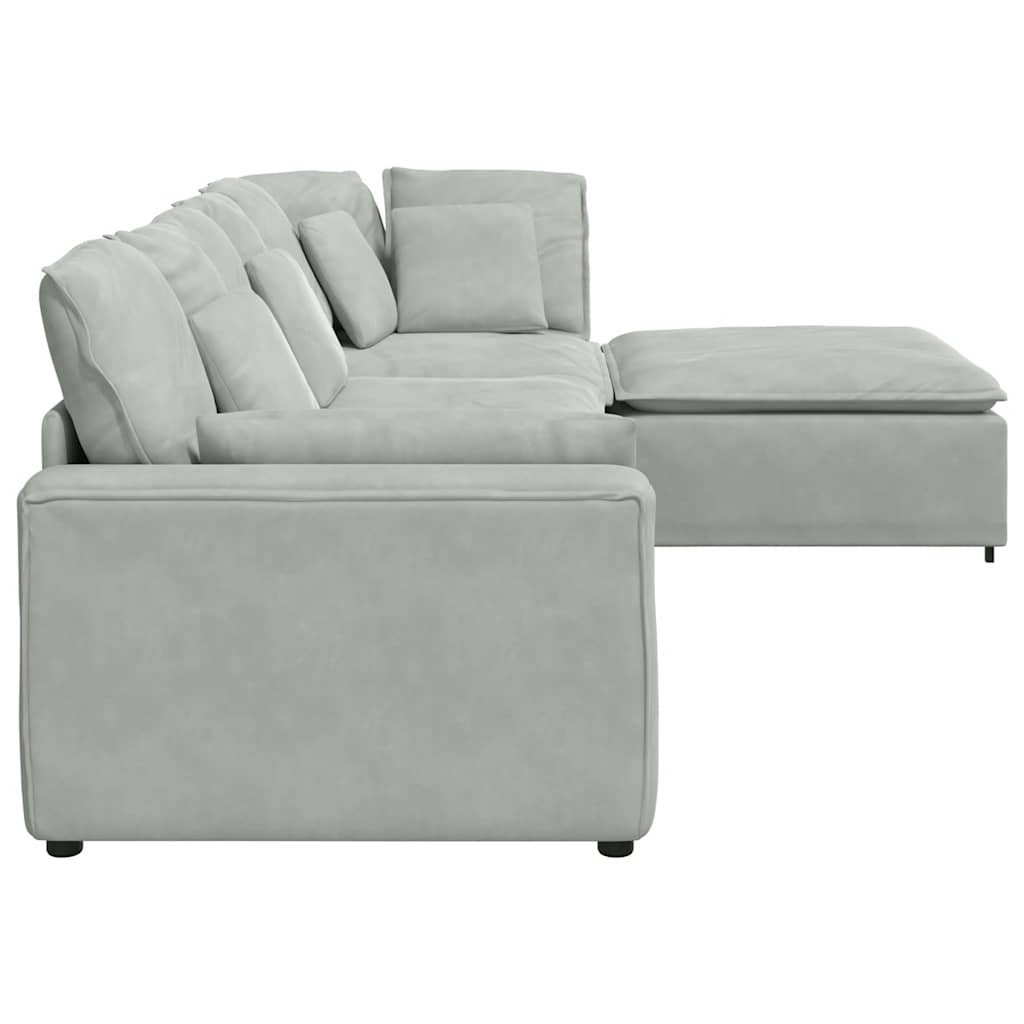 Modulares Sofa Mit Fußhocker Kissen Samt