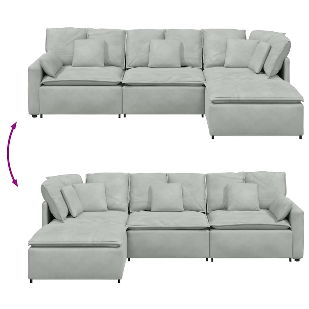 Modulares Sofa Mit Fußhocker Kissen Samt