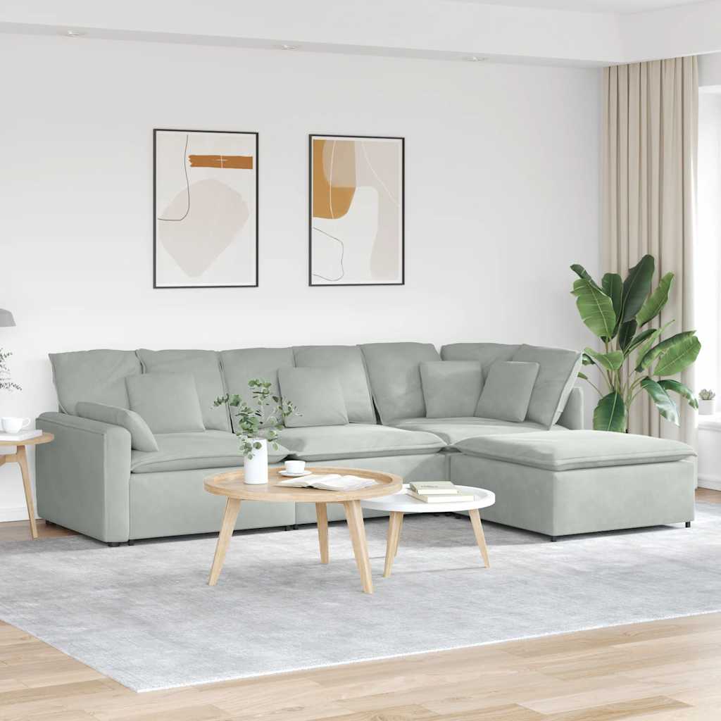 Modulares Sofa Mit Fußhocker Kissen Samt