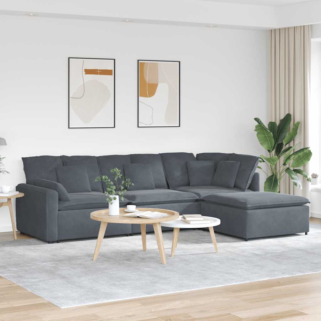 Modulares Sofa Mit Fußhocker Kissen Samt