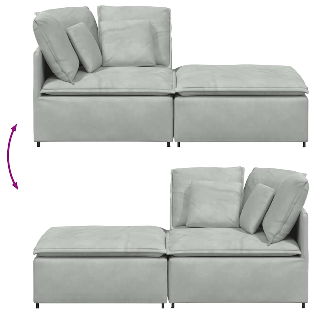 Modulares Sofa Mit Fußhocker Kissen Samt