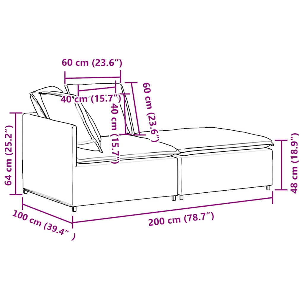 Modulares Sofa Mit Fußhocker Kissen Samt