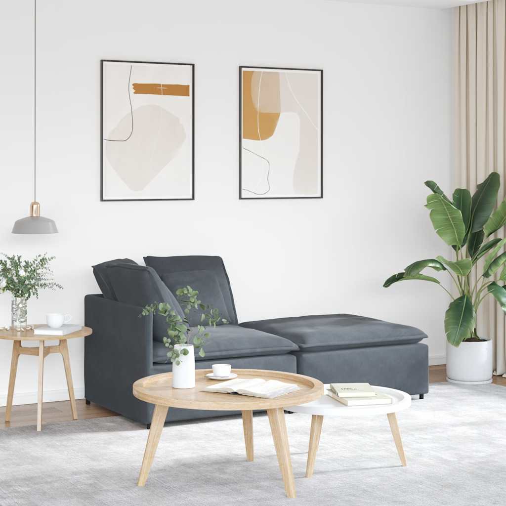 Modulares Sofa Mit Fußhocker Kissen Samt