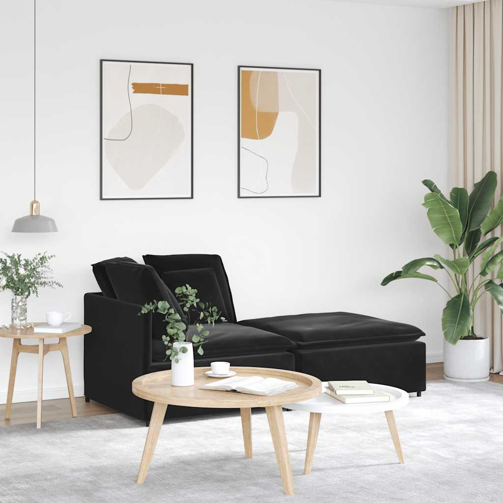 Modulares Sofa Mit Fußhocker Kissen Samt