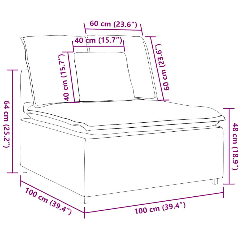 Modulares Sofa Mittelmodul Mit Kissen 100 Cm