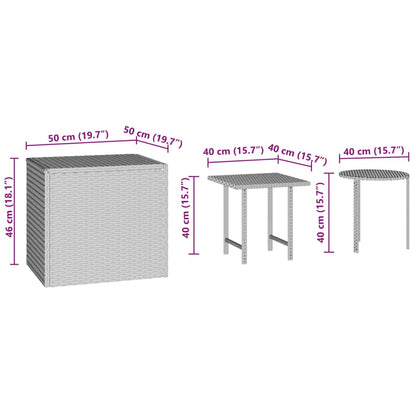 Garten-Beistelltische 3 Stk. Poly Rattan