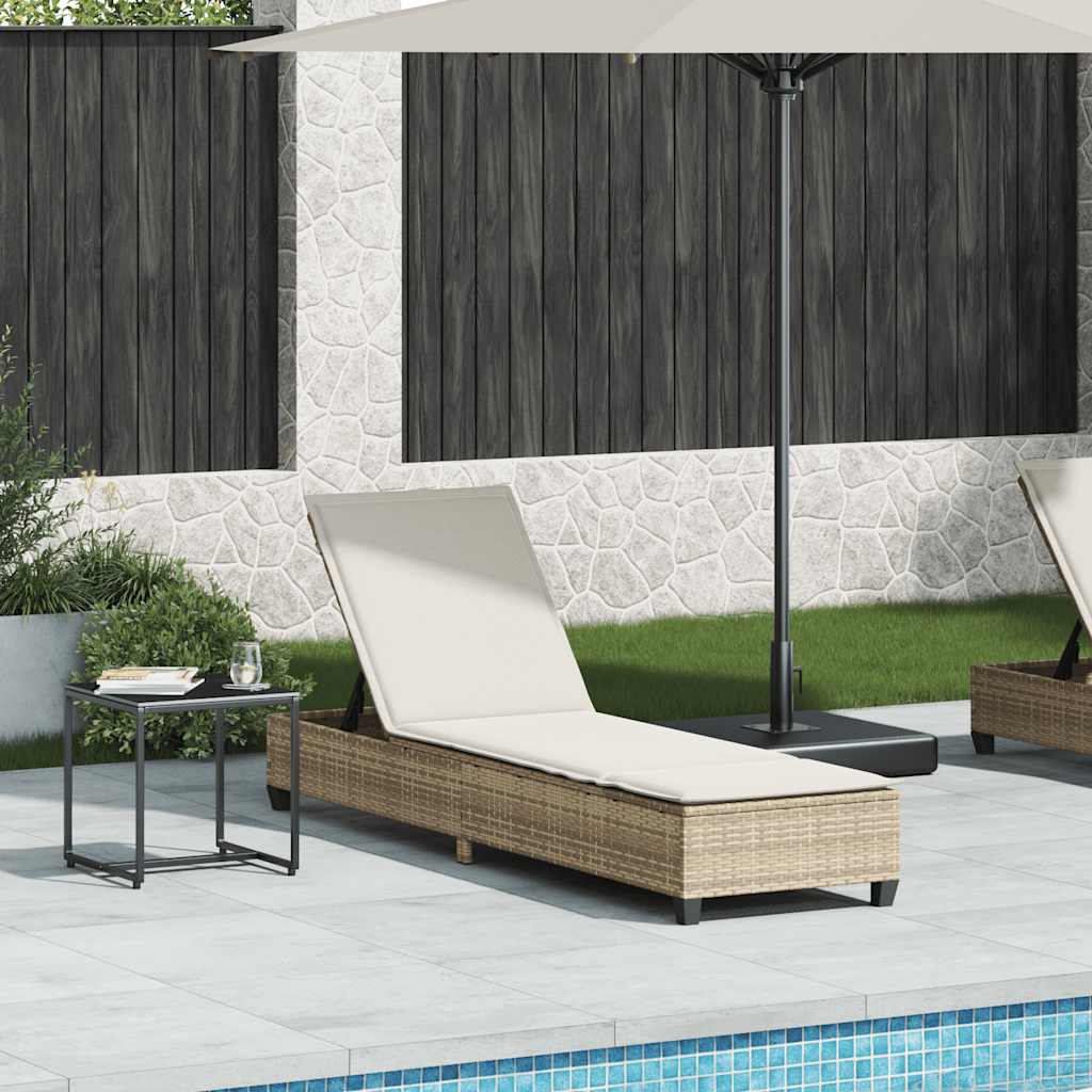 Sonnenliege Mit Auflagen 55X200X25,5Cm Poly Rattan