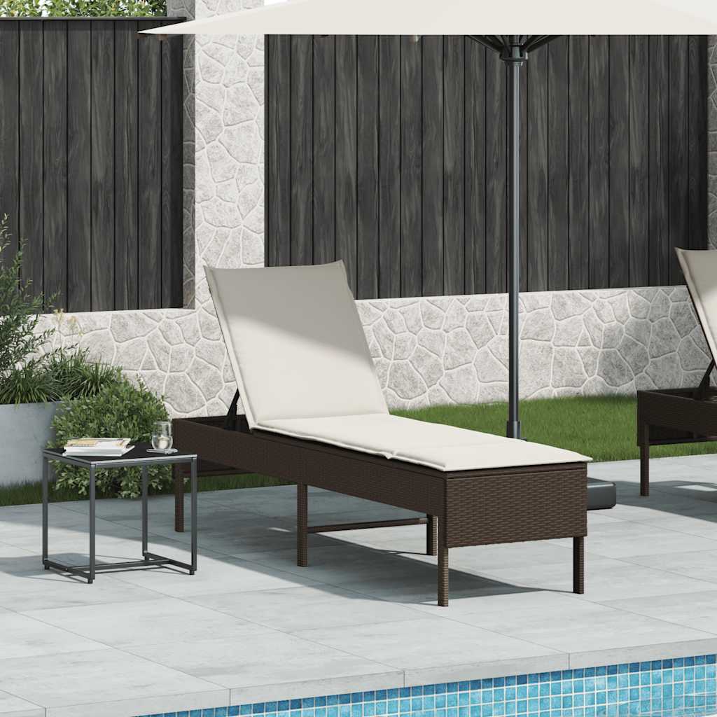 Sonnenliege Mit Auflage 55X200X44 Cm Poly Rattan