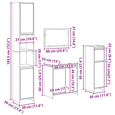 4-Tlg. Badmöbel-Set Holzwerkstoff