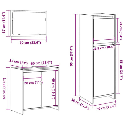 3-Tlg. Badmöbel-Set Holzwerkstoff