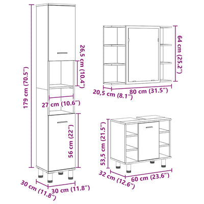 3-Tlg. Badmöbel-Set Holzwerkstoff