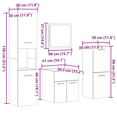 4-Tlg. Badmöbel-Set Holzwerkstoff