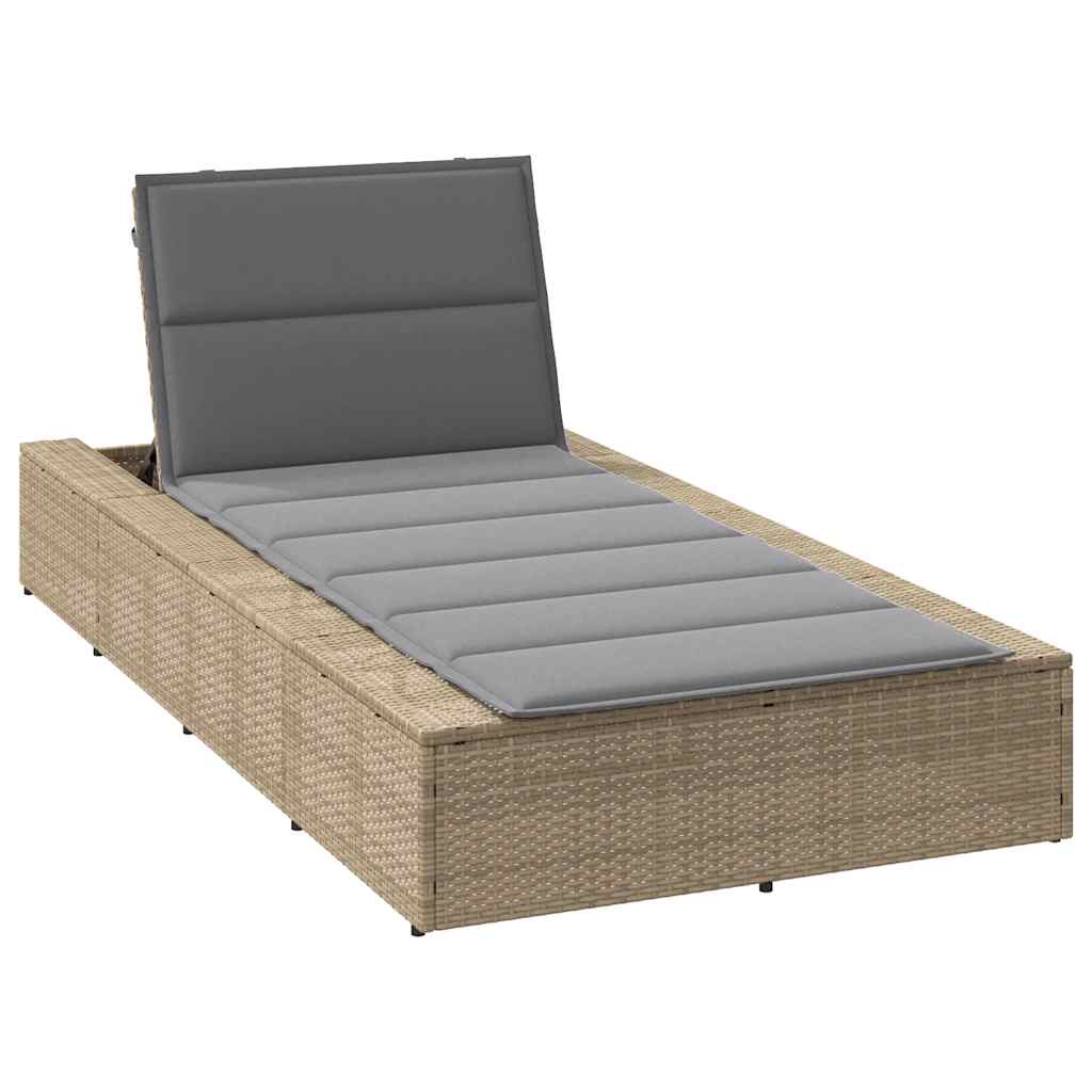 Sonnenliege Mit Schwebender Auflage Braun Poly Rattan