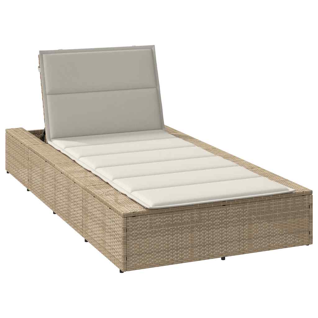 Sonnenliege Mit Schwebender Auflage Braun Poly Rattan