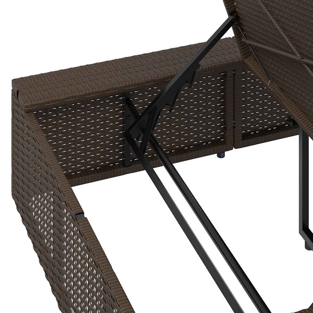 Sonnenliege Mit Schwebender Auflage Braun Poly Rattan