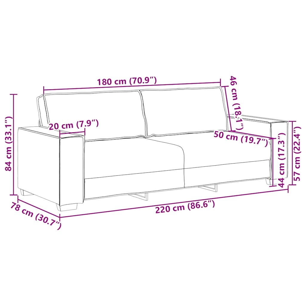 3-Sitzer-Sofa 180 Cm Samt