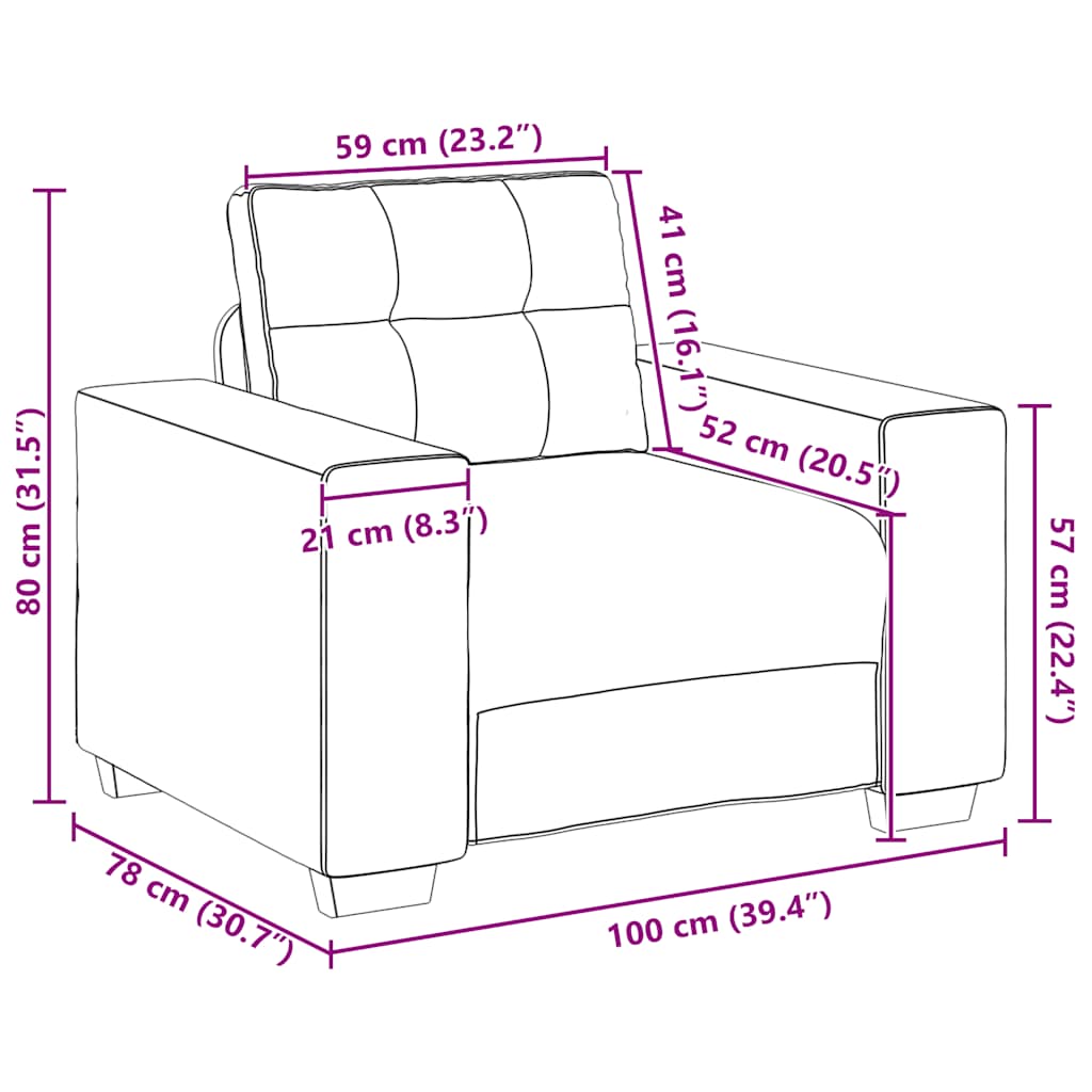 Sessel Rosa 59 Cm Samt